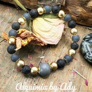 Maximalism western lava rock bracelet